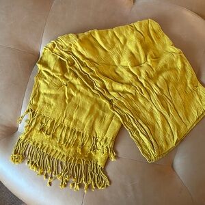 Vibrant Yellow Scarf with Fringe
